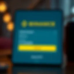 Cryptocurrency deposit interface on Binance