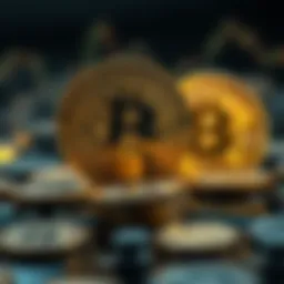 Conceptual illustration of deflation trading in cryptocurrency