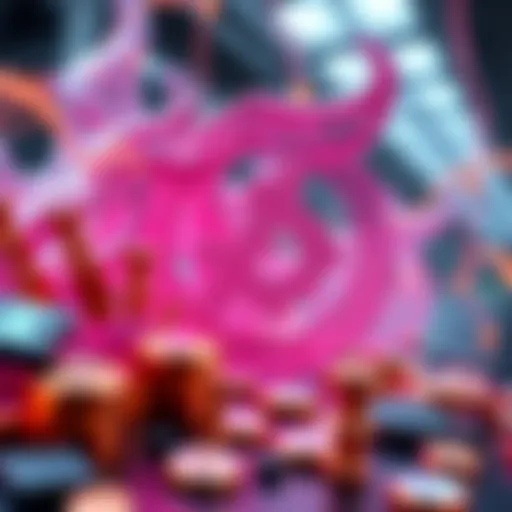 Understanding NFTs through Digital Art An abstract representation of NFTs showcasing digital art and tokens.