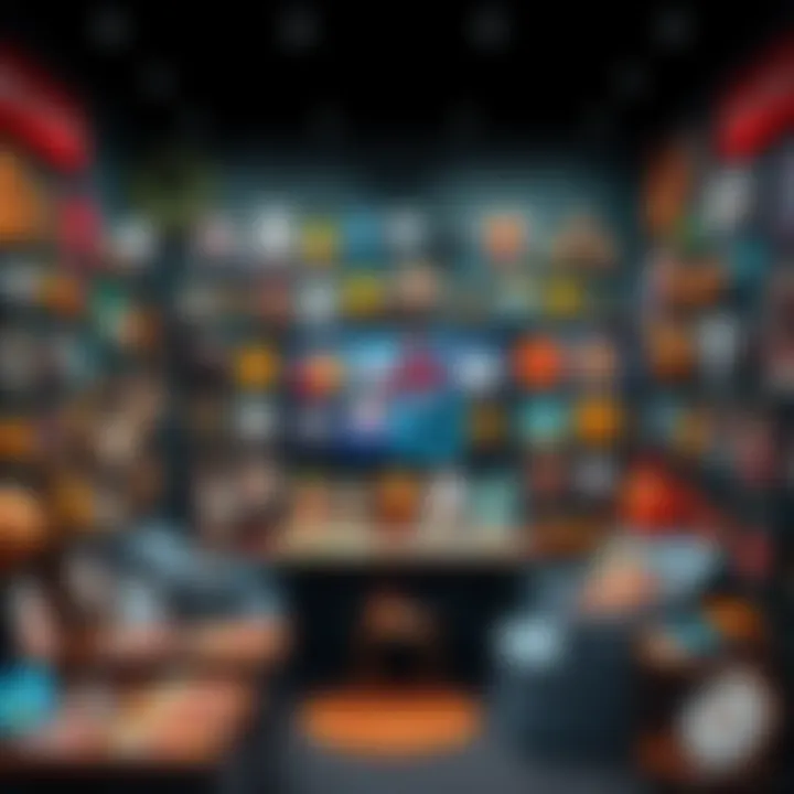 A diverse collection of digital assets displayed in a virtual gallery space