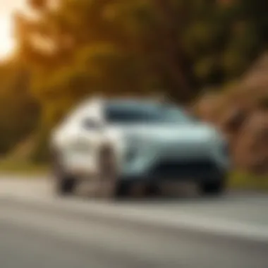 Rivian SUV on a scenic road highlighting innovation