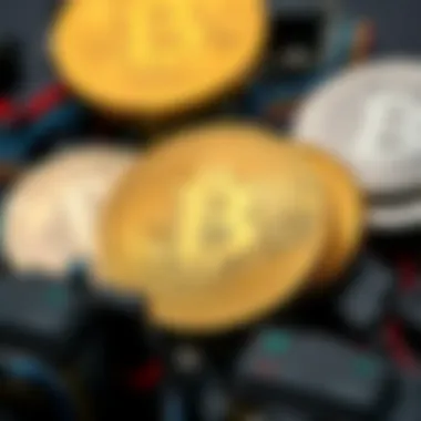 Different types of cryptocurrency represented graphically